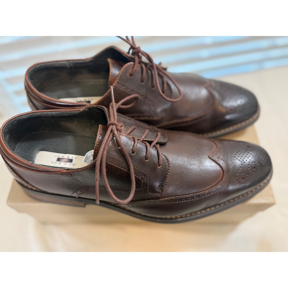 Joseph Abboud Men's 10.5 D Brown Leather Wingtip Derby Oxfords Classic Preppy